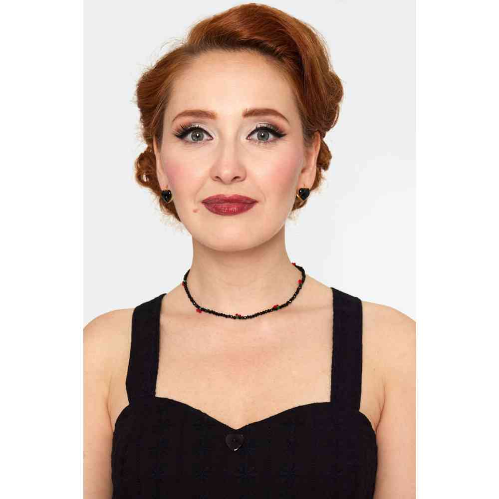 Voodoo Vixen - Heart Snap Mini Hoop Earrings - Black
